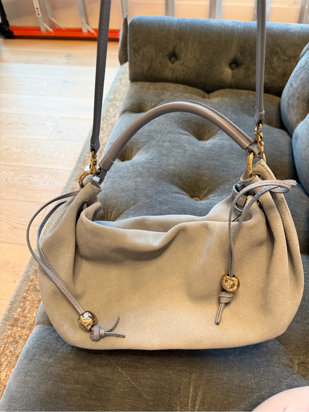 *NWT* Madewell Cameron Gathered Shoulder Bag in Serene Blue Suede - Picture 5 of 11